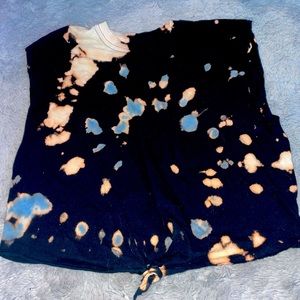 Black Tie-Dye Cutoff Tee